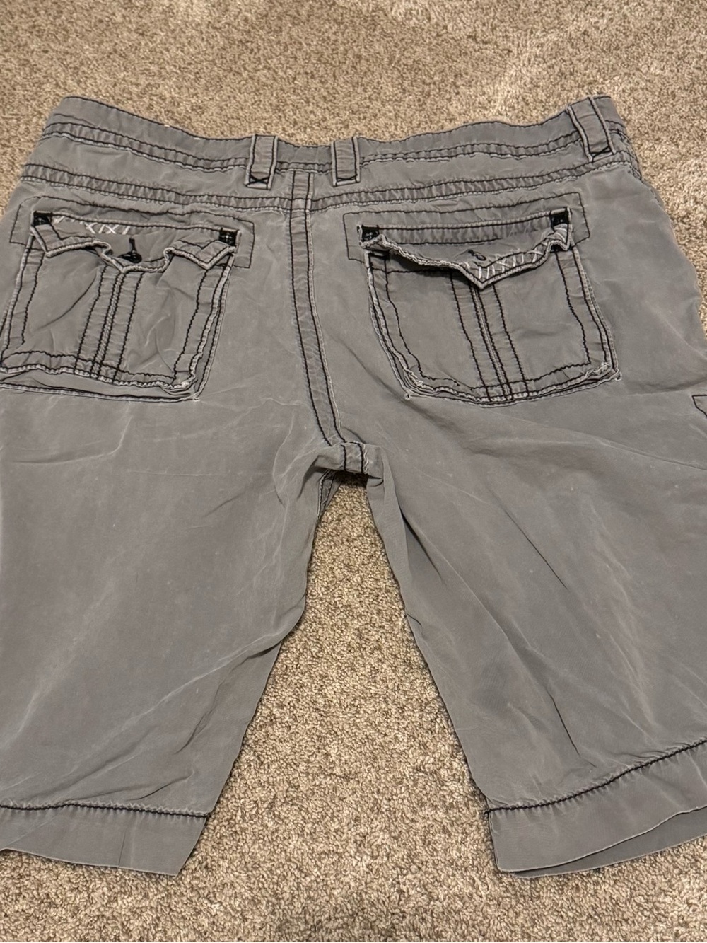 Rock Revival Cargo Shorts Mens 38 Gray Black Stitch Streetwear Y2K Skate - Read - Picture 5 of 7